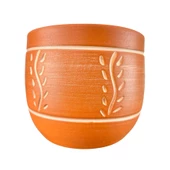 Bitki Tasarımı Ev Dekorasyon Nakış Desenli Toprak Saksı Saksılık Salon Çiçeklik - 19 CM thumbnail 1