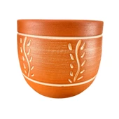 Bitki Tasarımı Ev Dekorasyon Nakış Desenli Toprak Saksı Saksılık Salon Çiçeklik - 19 CM thumbnail 3