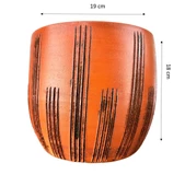 Bitki Tasarımı Siyah Çizgi Desenli Toprak Saksı Saksılık Salon Çiçeklik - 19 CM - 2