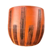 Bitki Tasarımı Siyah Çizgi Desenli Toprak Saksı Saksılık Salon Çiçeklik - 19 CM - 1