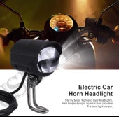 2Adet E Bike LedFar Elektrikli Scooter Farı ElektrikliMotosiklet E Bisiklet Far+Korna36v-60vUyumlu - 2