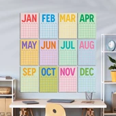 Sürekli Takvim, 12 Aylık Tarihsiz Takvim, Aylık Planlayıcı Takvim, A4, 33 x 48 cm, Undated Monthly Wall Planner, Wall Ca - 1