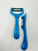 Solingen Yan ve Sapan Soyacak Seti Açık Mavi Simli - 1