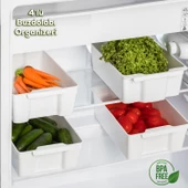 Porsima 229 Çok Amaçlı Buzdolabı Düzenleyici Dolap içi Organizer 4'lü Buzdolabı Sepeti Beyaz thumbnail 1