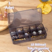 Porsima Org600 Çok Amaçlı Bölmeli Şeffaf Kutu Organizer Kapaklı Boncuk Takı Kutusu Takı Düzenleyici Antrasit thumbnail 1