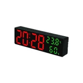 KIRMIZI YEŞİL LEDLİ DİJİTAL SAAT ALARM SICAKLIK VE NEM GÖSTERGELİ SAAT VIP RED GREEN LED WALL CLOCK - 1