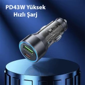 HOCO NZ12A Action PD43W USB + Type-C Hızlı Şarj Araç Çakmaklı Şarj Aleti Siyah - 3