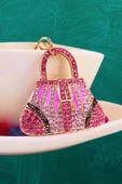 Kristal Taşlı Çanta Anahtarlık Pembe No.1 thumbnail 9