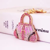 Kristal Taşlı Çanta Anahtarlık Pembe No.1 thumbnail 3
