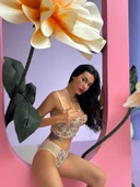 Çiçek Desenli Nude - Ten Rengi Simli Büstiyer Takım - 6