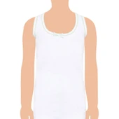 12 Adet Seher Yıldızı Kız Çocuk Oyalı Geniş Askılı Atlet Beyaz - 1