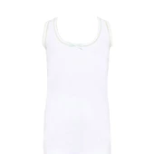 12 Adet Seher Yıldızı Kız Çocuk Oyalı Geniş Askılı Atlet Beyaz - 2