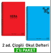 A4 Okul Defteri 144 Sayfa (72 YAPRAK) Spiralli, (2'li PAKET) Çizgili - 1