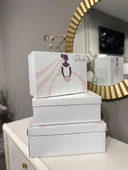 Kolix Gelin Bohçası, Damat Kutusu Gelinlik Baskılı Gelin Kutusu, Çeyizlik Gelin Kutusu Bride 3lü Kutu - 3