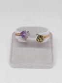 Ametist Taşı Çiçek Motifli Bakır Bileklik (52490) thumbnail 1