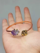 Ametist Taşı Çiçek Motifli Bakır Bileklik (52490) thumbnail 3