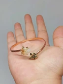 Sitrin Taşı Yaprak Motifli Bakır Bileklik (52486) thumbnail 3