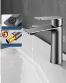 SİYAH LAVABO BATARYASI BLACK PASLANMAZ GARANTİLİ MUSLUK PRİNÇ AÇ KAPA ERGONOMİK thumbnail 8