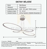 TT Aydınlatma TT041-BY  Trend Modeli Mat Beyaz Led Avize thumbnail 4
