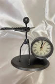 Müzisyen Metal Saat El Yapımı Büro Masa Saat Biblo Fülüt Ney thumbnail 1