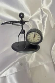 Müzisyen Metal Saat El Yapımı Büro Masa Saat Biblo Fülüt Ney thumbnail 5