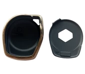 Suzuki Vitara Swift SX4 Uyumlu Kumanda Kılıfı Anahtar Kılıfı Oto Anahtarlık Deri Desenli Siyah Gold thumbnail 3