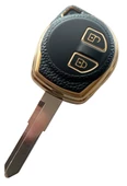 Suzuki Vitara Swift SX4 Uyumlu Kumanda Kılıfı Anahtar Kılıfı Oto Anahtarlık Deri Desenli Siyah Gold thumbnail 1
