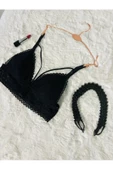 Siyah Bralet Sütyen Dantel İşlemeli - 12