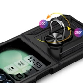 Samsung Galaxy Z Flip 6 Kılıf Vega Tank Sert Yüzüklü Standlı Zırh Koruma Kapak - 2