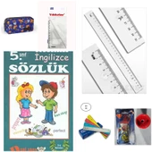 Kırtasiye Seti 6 lı Gönye, Cetvel kalemtraşlar kalemlik sözlükl - 1