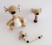 Buz Devri Sid Amigurumi Organik Oyuncak Yeni Doğan Hediye Seti - 4