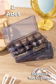 Porsima Org600 Çok Amaçlı Bölmeli Şeffaf Kutu 2li Organizer Kapaklı Boncuk Takı Kutusu Takı Düzenleyici Antrasit thumbnail 1