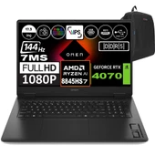 Hp Omen 17-DB0019NT Amd Ryzen 7 8845HS 64GB Ddr5 4tb SSD 8GB-RTX4070 17.3 Inç 144HZ 7ms Fhd Windows 11 Pro Taşınabilir Bilgisayar A44QQEAP06 + Zetta Çanta thumbnail 1