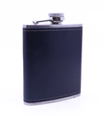 Siyah Deri Kaplama Paslanmaz Çelik Cep Matarası - Hip Flask 7 OZ - 1