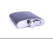Siyah Deri Kaplama Paslanmaz Çelik Cep Matarası - Hip Flask 7 OZ - 4