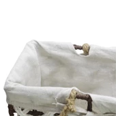 T.Concept Dekoratif Halatlı Zarif Telli Çok Amaçlı Dikdörtgen Sepet Kahverengi- Beyaz Küçük (S) - 3