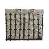 T.Concept Dekoratif Halatlı Zarif Telli Çok Amaçlı Dikdörtgen Sepet Kahverengi- Beyaz Küçük (S) - 1