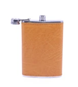 Turuncu Deri Kaplama Paslanmaz Çelik Cep Matarası - Hip Flask 9 OZ - 3
