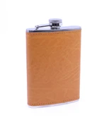 Turuncu Deri Kaplama Paslanmaz Çelik Cep Matarası - Hip Flask 9 OZ - 1