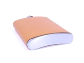 Turuncu Deri Kaplama Paslanmaz Çelik Cep Matarası - Hip Flask 9 OZ - 5
