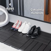 Porsima 1066 Bahçe Balkon Teras Zemin Paspası Banyo Paspası 4lü Dış Mekan Karosu Antrasit - 2