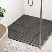 Porsima 1066 Bahçe Balkon Teras Zemin Paspası Banyo Paspası 9lu Dış Mekan Karosu Antrasit thumbnail 4