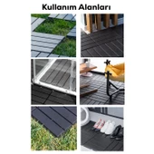 Porsima 1066 Bahçe Balkon Teras Zemin Paspası Banyo Paspası 9lu Dış Mekan Karosu Antrasit thumbnail 5