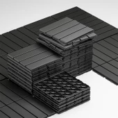 Porsima 1066 Bahçe Balkon Teras Zemin Paspası Banyo Paspası 9lu Dış Mekan Karosu Antrasit thumbnail 11