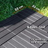 Porsima 1066 Bahçe Balkon Teras Zemin Paspası Banyo Paspası 9lu Dış Mekan Karosu Antrasit thumbnail 2