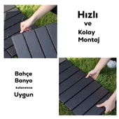 Porsima 1066 Bahçe Balkon Teras Zemin Paspası Banyo Paspası 9lu Dış Mekan Karosu Antrasit thumbnail 3