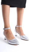 Zlato Kadın Gümüş Stiletto Taşlı İnce Topuklu ayakkabı - 3