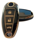 Suzuki Vitara Swift SX4 Uyumlu Smart Kumanda Kılıfı Anahtar Kılıfı Oto Anahtarlık Siyah Gold 3 Tuş thumbnail 1