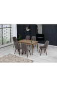FLORİT MOBİLYA Ilga Serisi 80x130 Açılabilir, 6 Kişilik, Mutfak Masası, Yemek Masası, Masa Takımı-antrasit - 1