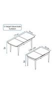 FLORİT MOBİLYA Şık Serisi80x130 Açılabilir,6 Kişilik Mutfak Masası Takımı, Yemek Masası Takımı, Masa Takımı-gri - 4